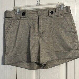 BANANA REPUBLIC Martin Fit Size 2 Gold Shimmer Black Shorts Pockets Metallic